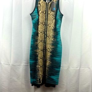 Roberto Cavalli Snake print body con dress. Sz 46